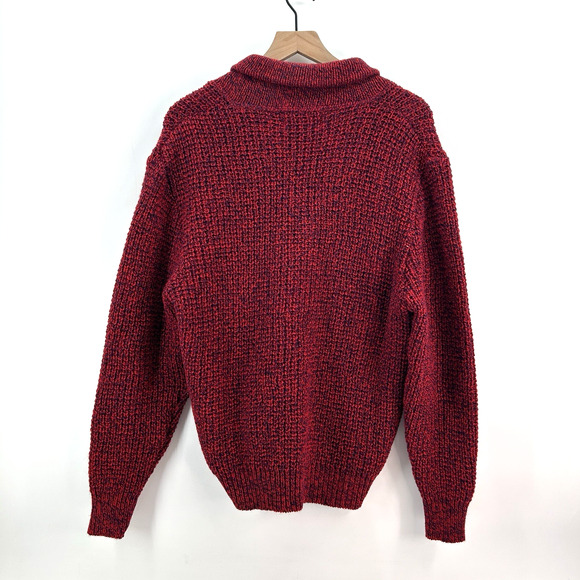 NWT VTG American Eagle Chunky Sweater L Red Wool Shawl Americana Cabin 80s USA - Picture 5 of 10